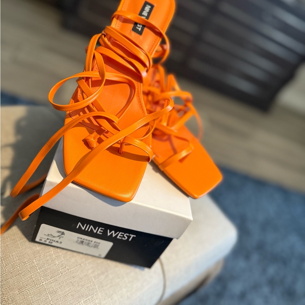 Nine West Orange Sandals Vibrant Strappy Design